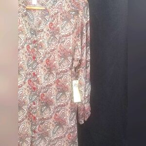 🦩NEW! PerSeption Concept XL PAISLEY BLOUSE 3/4 Sleeves